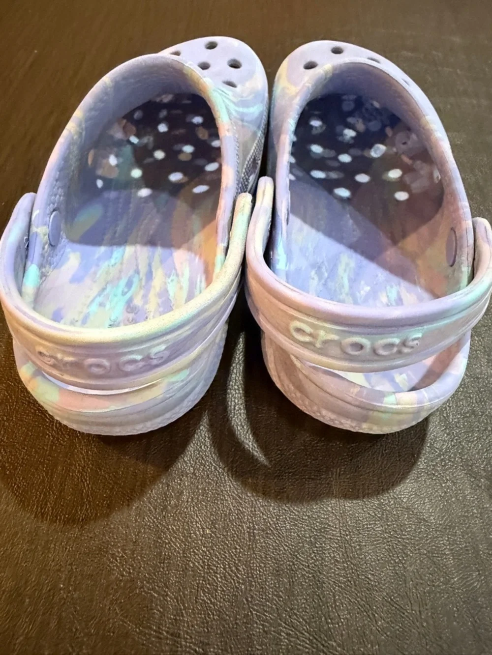 Crocs Kids Lavender Marbled Classic Iridescent Clogs Sz 12